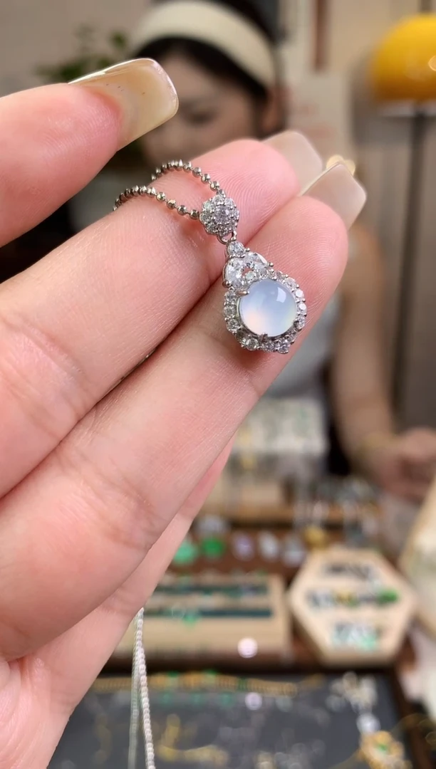 翡翠银S925镶嵌吊坠(不含链)【挽石珠宝】蛋面
