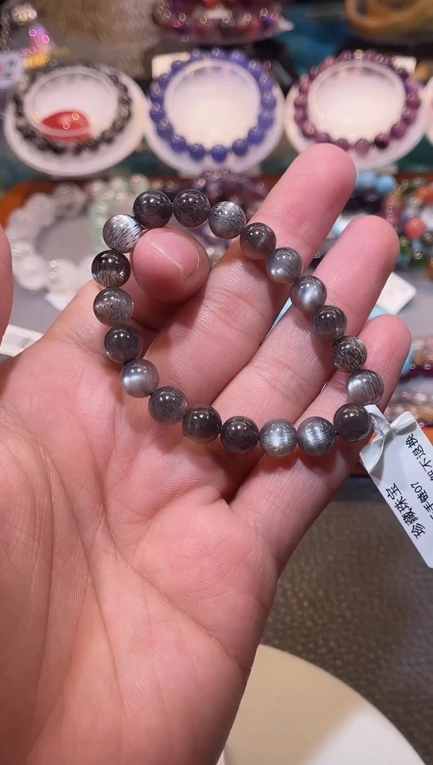 未镶嵌手串日光石黑骨干单圈8m+