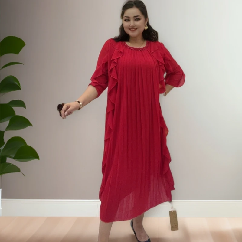 长裙A字裙香云纱连衣裙气质中长款宽松大码