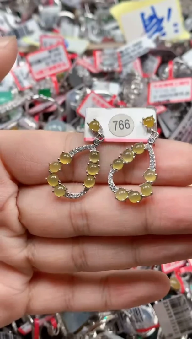 银S925镶嵌戒指翡翠天然A货缅甸翡翠