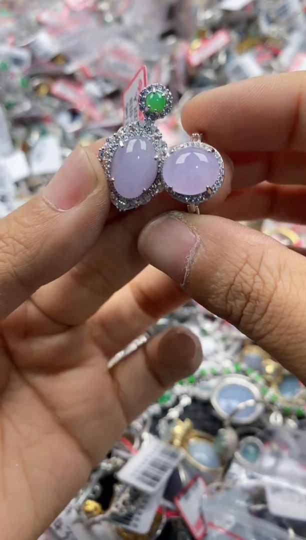 银S925镶嵌戒指翡翠666                   2