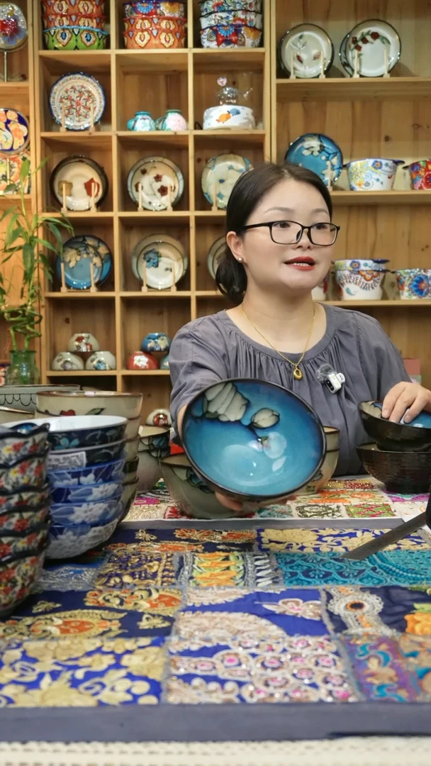 瓷片小可高温陶瓷餐具一组斗笠碗两只15厘米左右