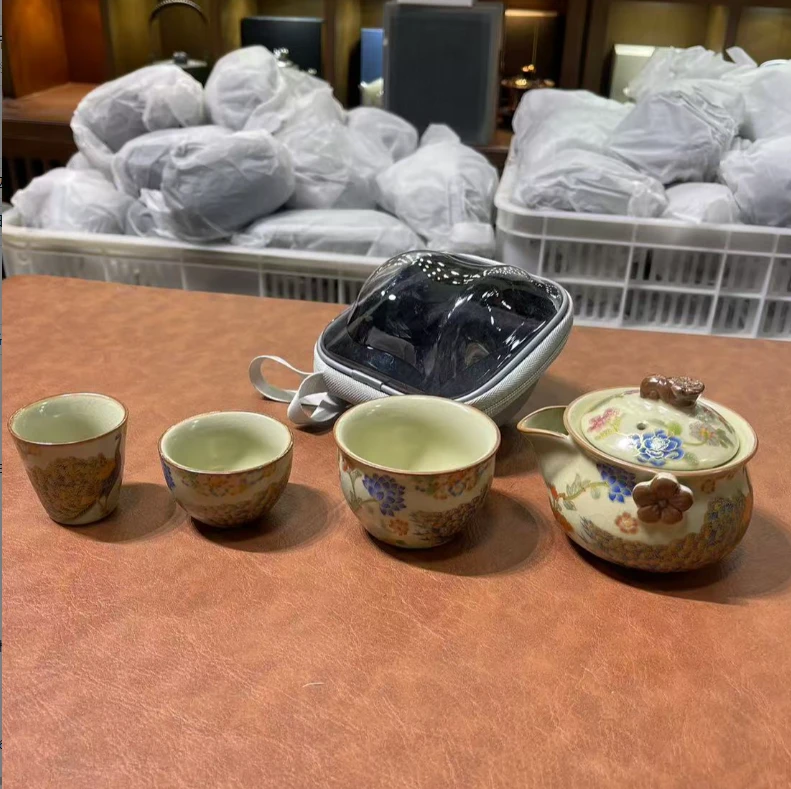 汝窑手抓壶大号防烫盖碗茶杯陶瓷快客一壶三杯3768