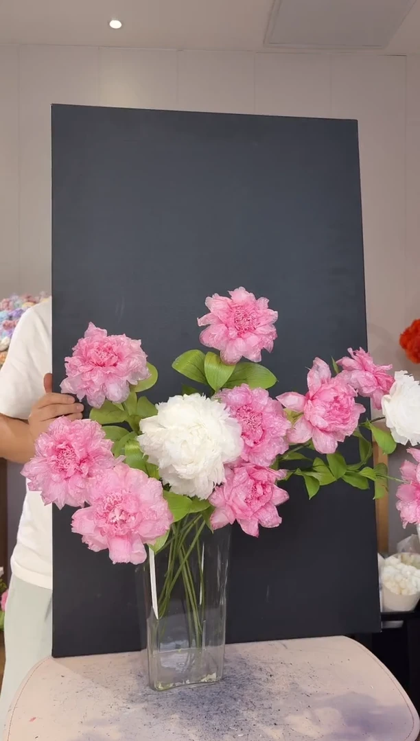 永生芍药6枝—落日珊瑚粉4/白色2