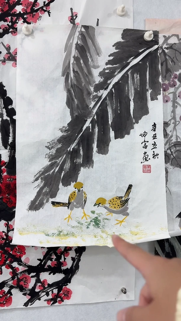 国画芭蕉叶纯手绘