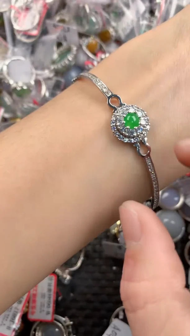 银S925镶嵌戒指翡翠444   4