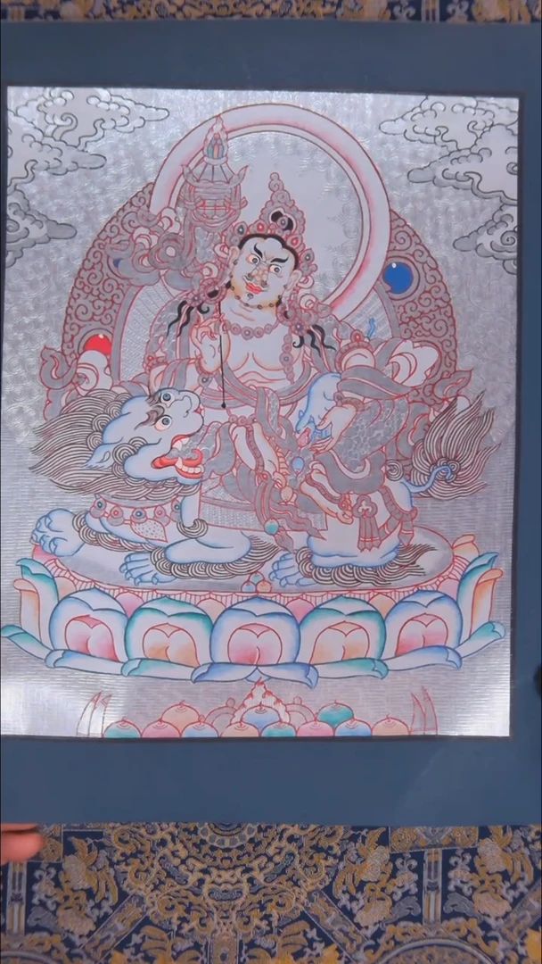 卷轴画纯手绘唐卡银唐财宝天38*27画芯