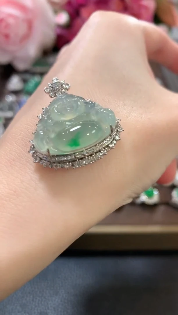 吊坠(不含链)18K金镶嵌翡翠b10