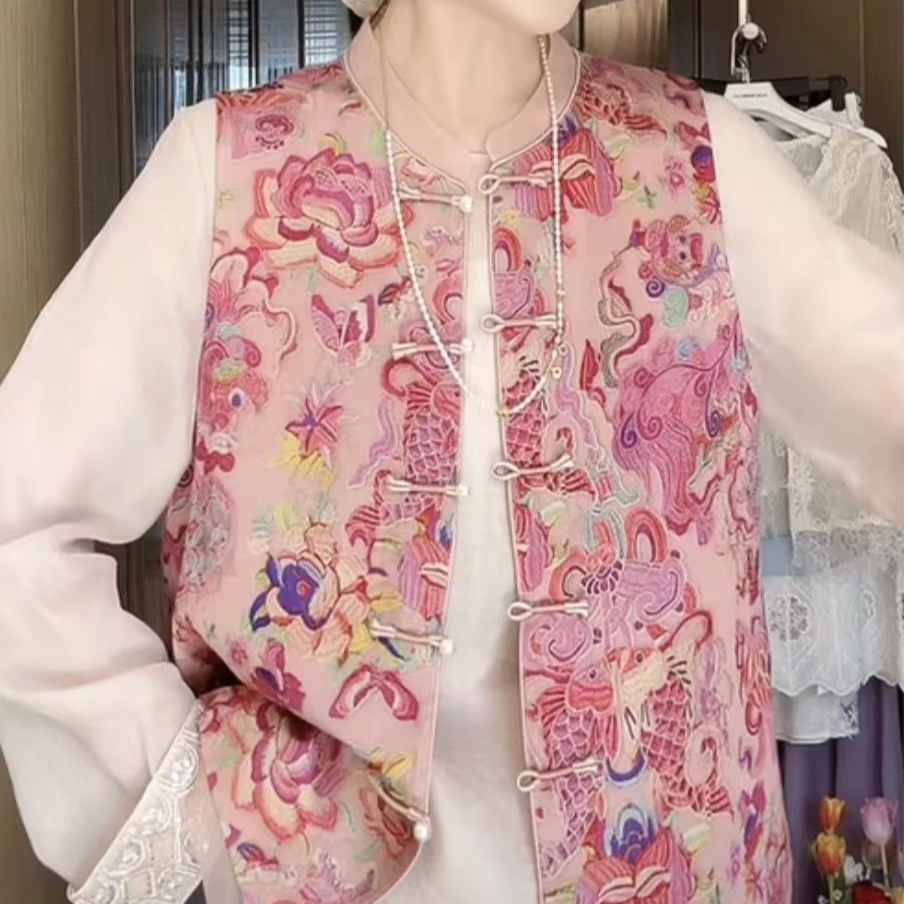 【莲鲤】新中式中国风重工夏季新款百搭马甲—2025A6120 子涵