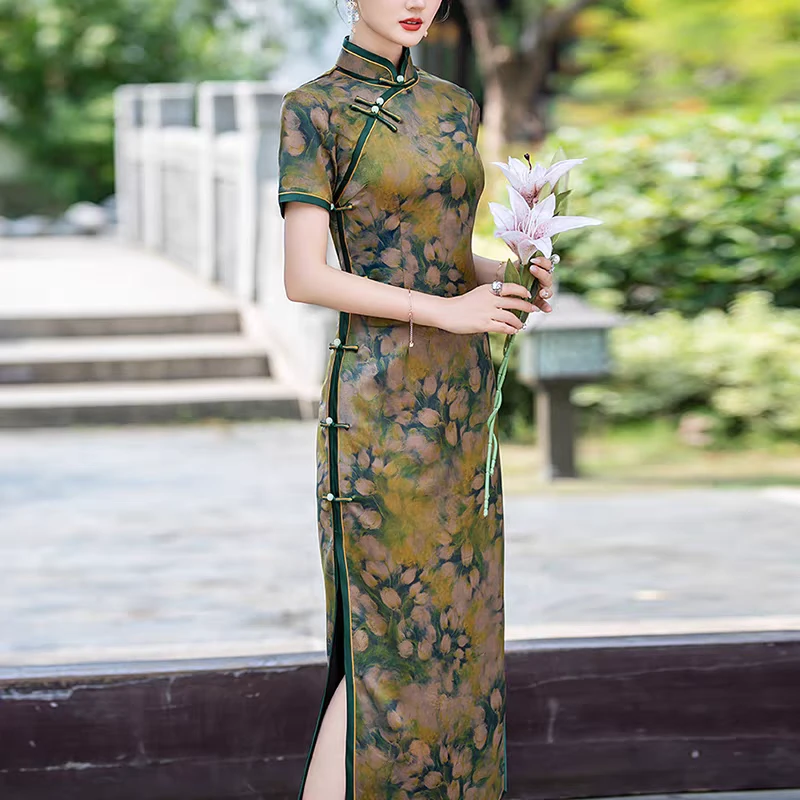 9017-绝美旗袍2025新款夏季高端修身民国风晚礼服日常可穿老上海