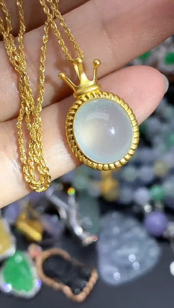 颈饰18K金镶嵌翡翠417-中国好珍宝