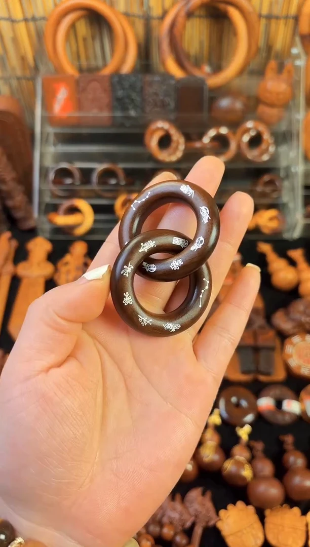 木木雕款雷枣木玉化料   银五雷五路乾坤圈  2.5