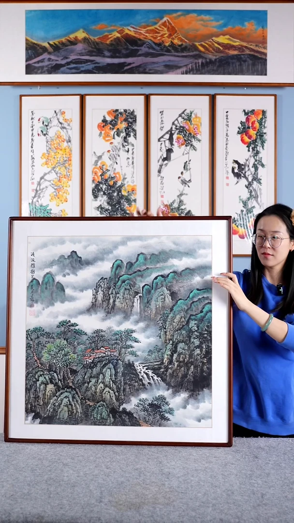 【闪购商品】国画清流雅韵 手绘带框82*82