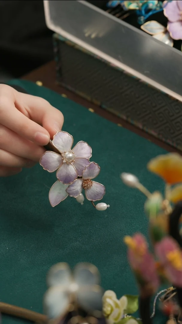 刺绣湘传礼纯手工发夹