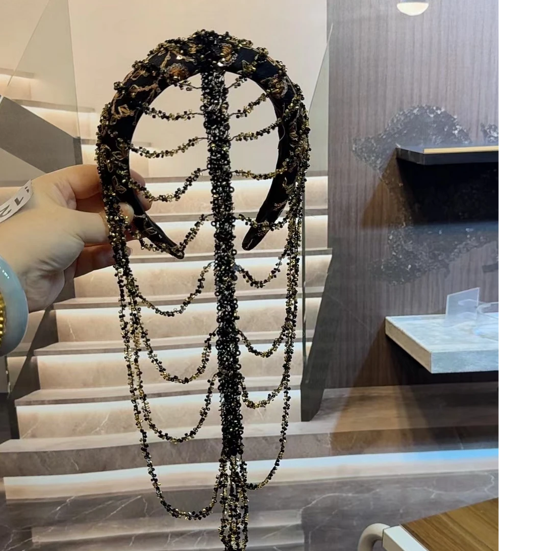 JINLING【美人鱼】纯手工流苏洋气背后美轻奢洋气走秀发卡发饰头饰