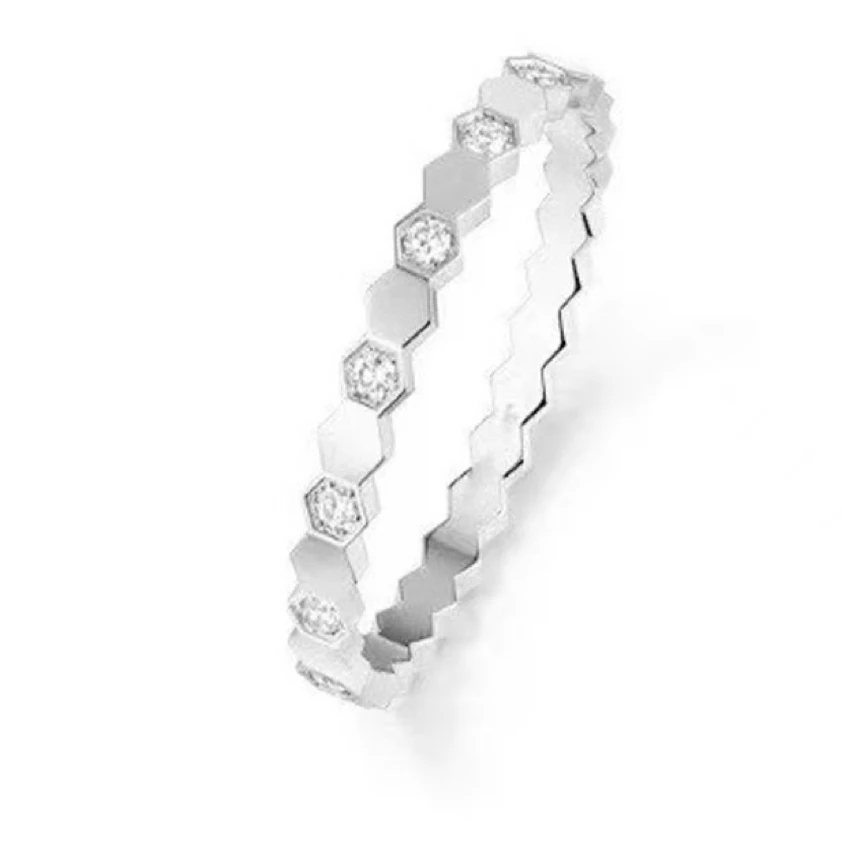 合金合成锆石戒指 欧美日韩蜂巢间钻素款时尚轻奢个性戒指Q1003