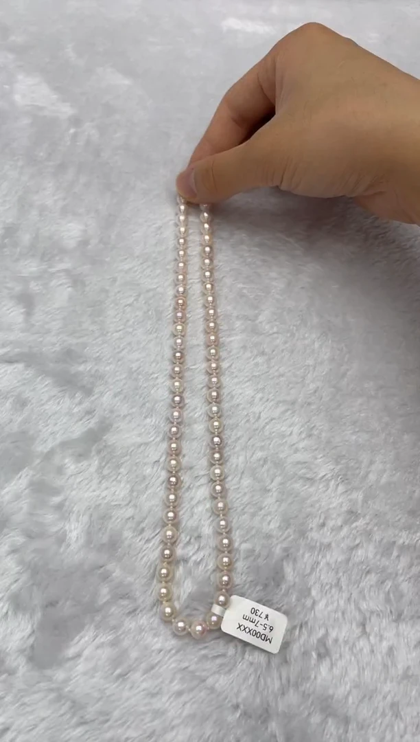 海水珍珠银S925镶嵌项链AK糖果6.5-7mm