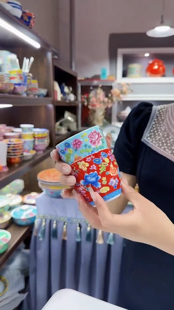 瓷片100CC茶杯2个景德镇陶瓷