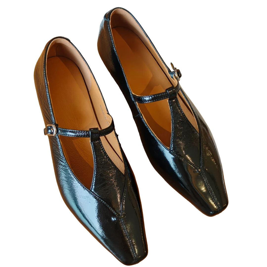 平底粗跟女鞋尖头玛丽珍鞋春季单鞋002975