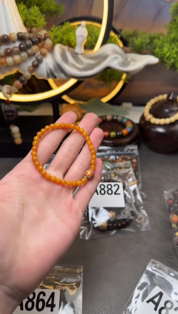 【闪购商品】蜜蜡手链未镶嵌蜜蜡梵高落日橘