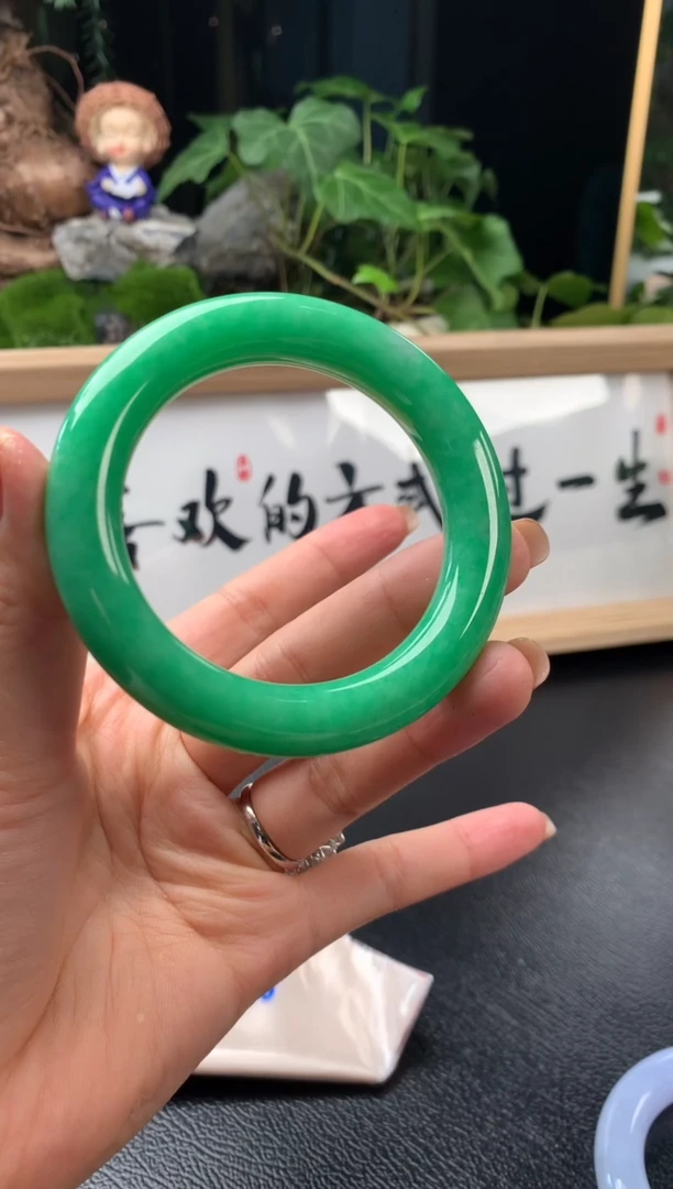 未镶嵌手镯翡翠好***节满绿圆条53+