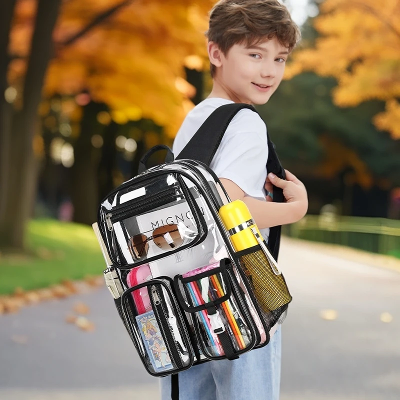 2025新款大容量双肩背包书包透明果冻包中学生书包
