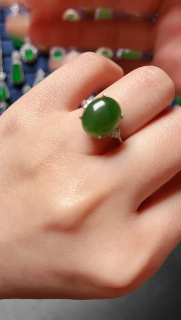 银S925镶嵌和田玉珠宝半成品6