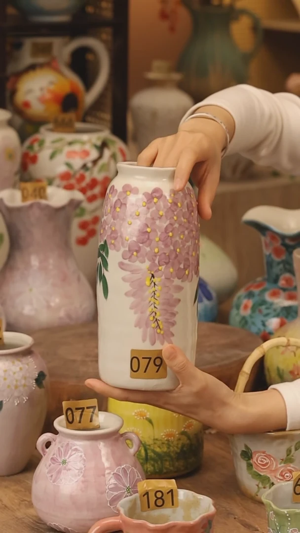 陶瓷景德镇设计师手作花器摆件侘寂风@M079@