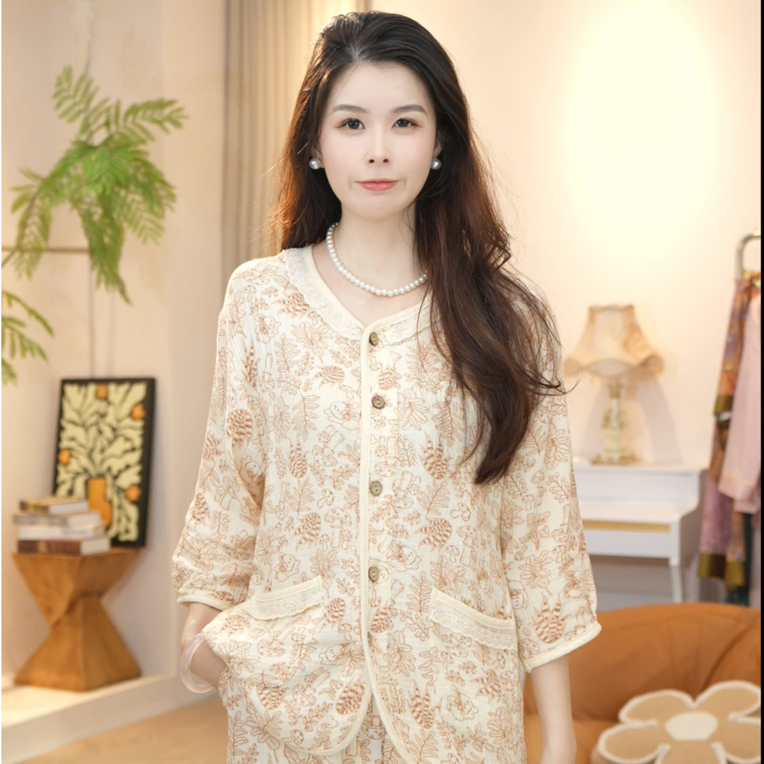 【纯棉】2025夏款女士舒适纯棉睡衣家居服薄款AYR