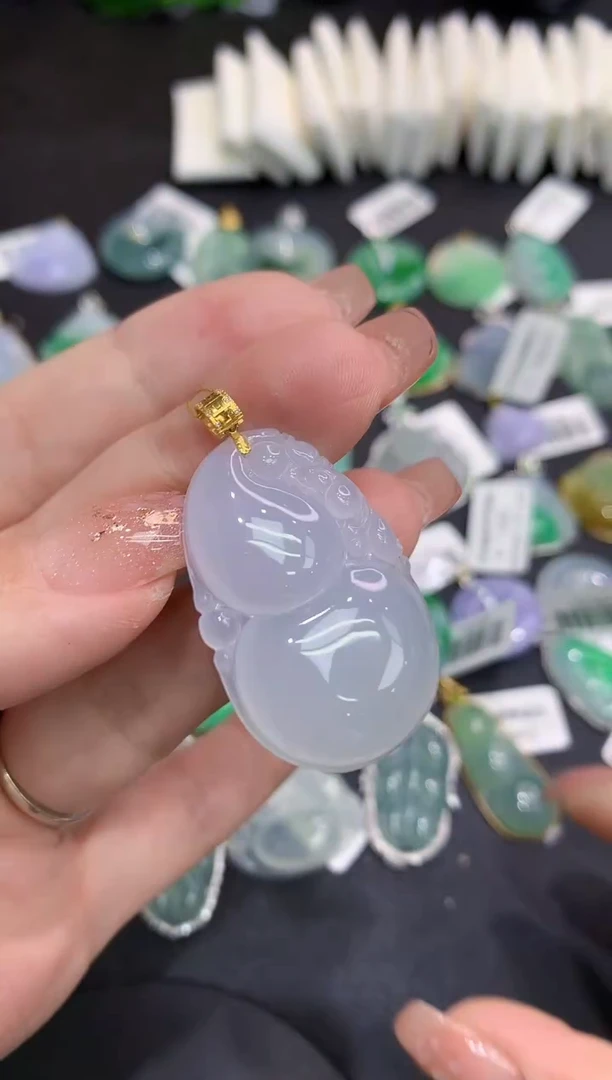 翡翠18K金镶嵌吊坠(不含链)1111