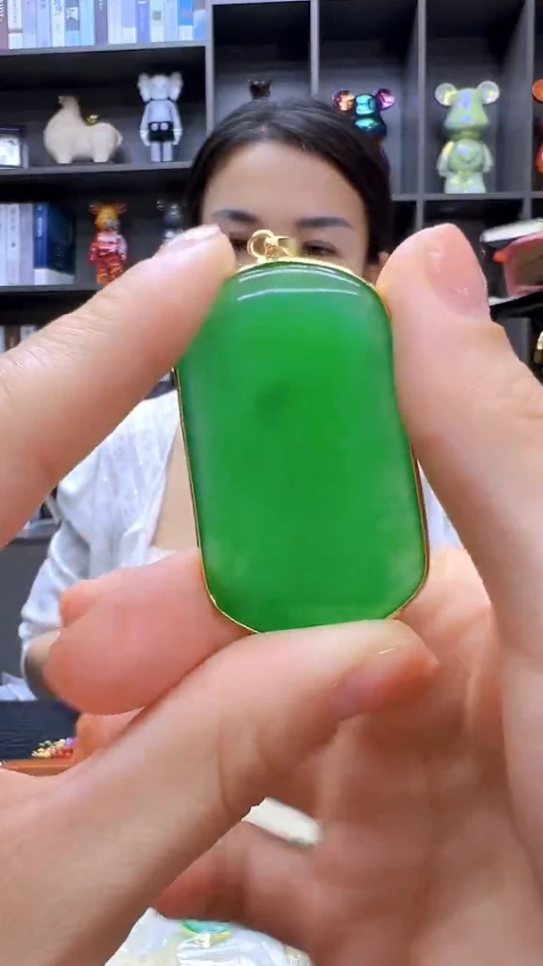 翡翠14K金镶嵌颈饰沉白diy劲饰