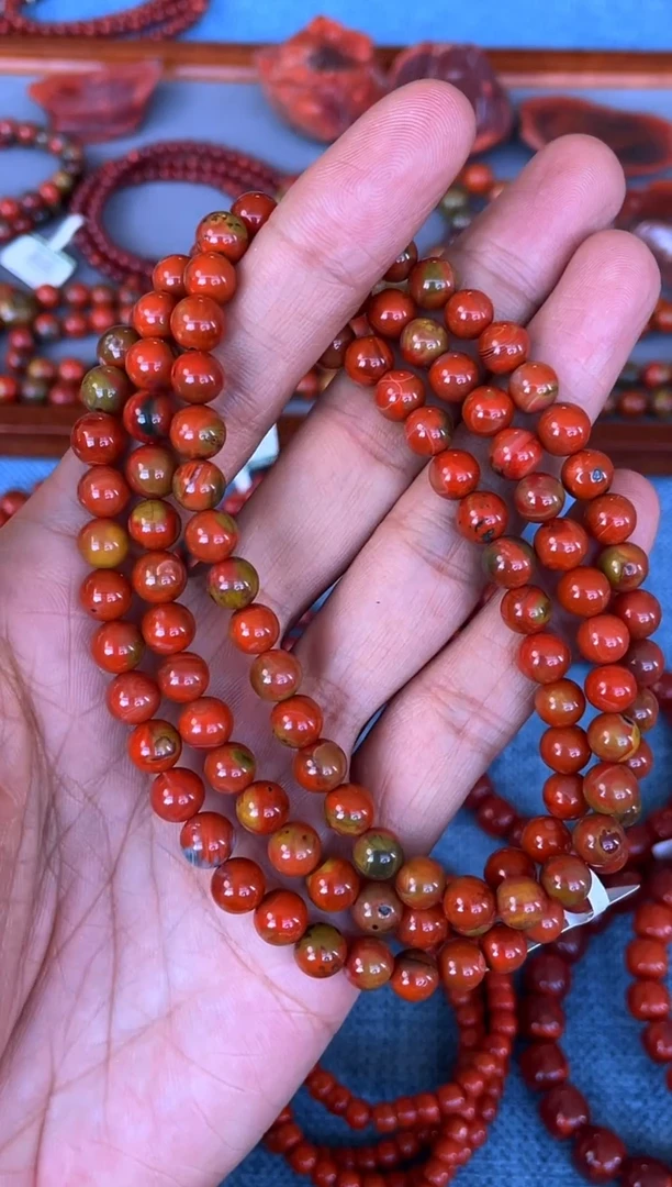 未镶嵌手串南红玛瑙老*忙N23大山包三彩包浆多圈