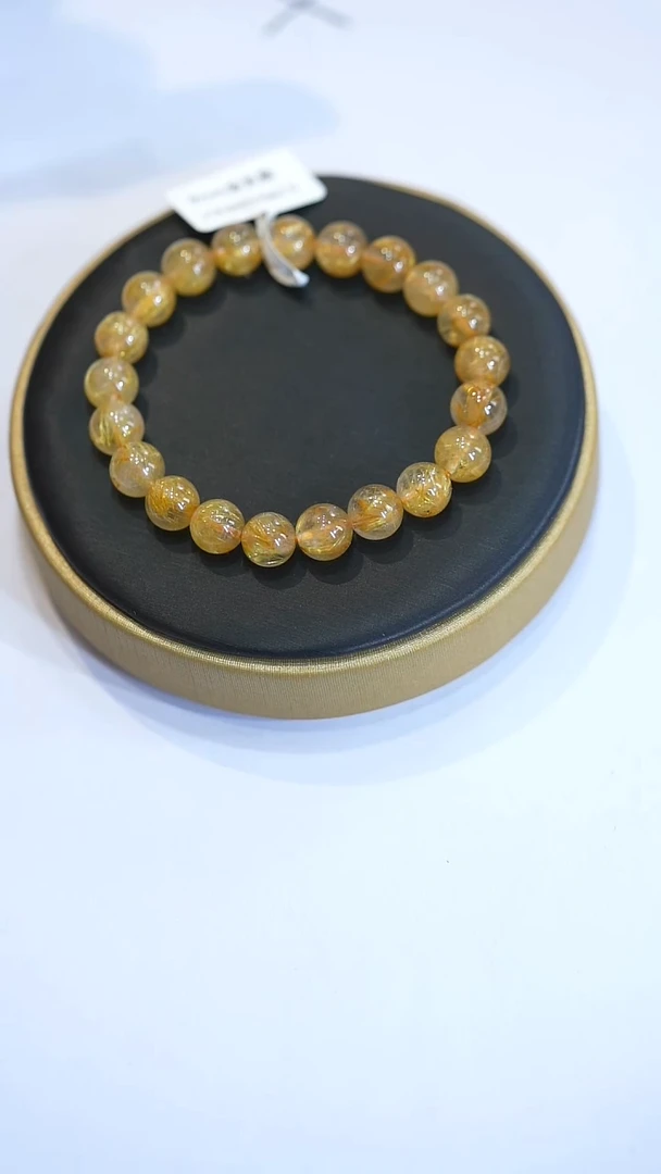 水晶手链未镶嵌板钛金发晶9mm