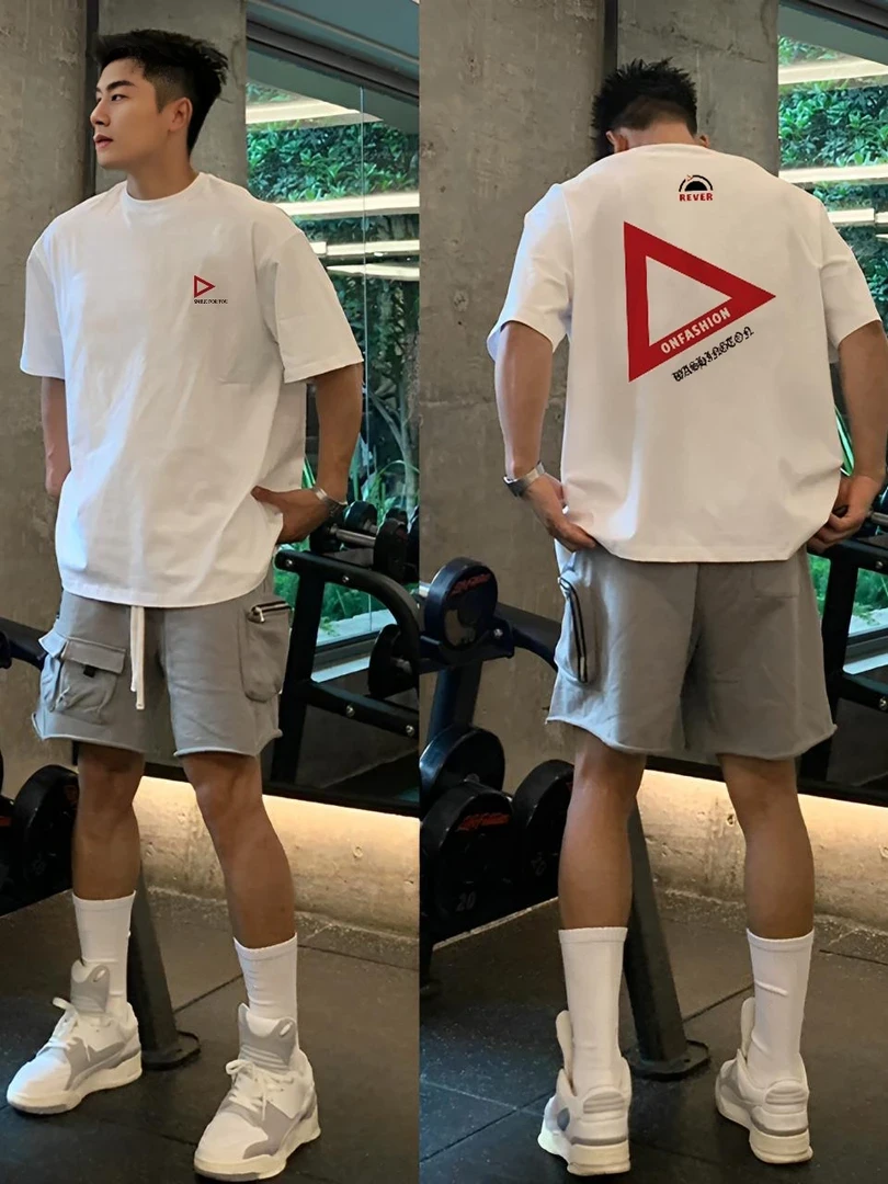 260g美式【重磅100%纯棉】短袖新款T恤印花夏季圆领复古宽松情侣款