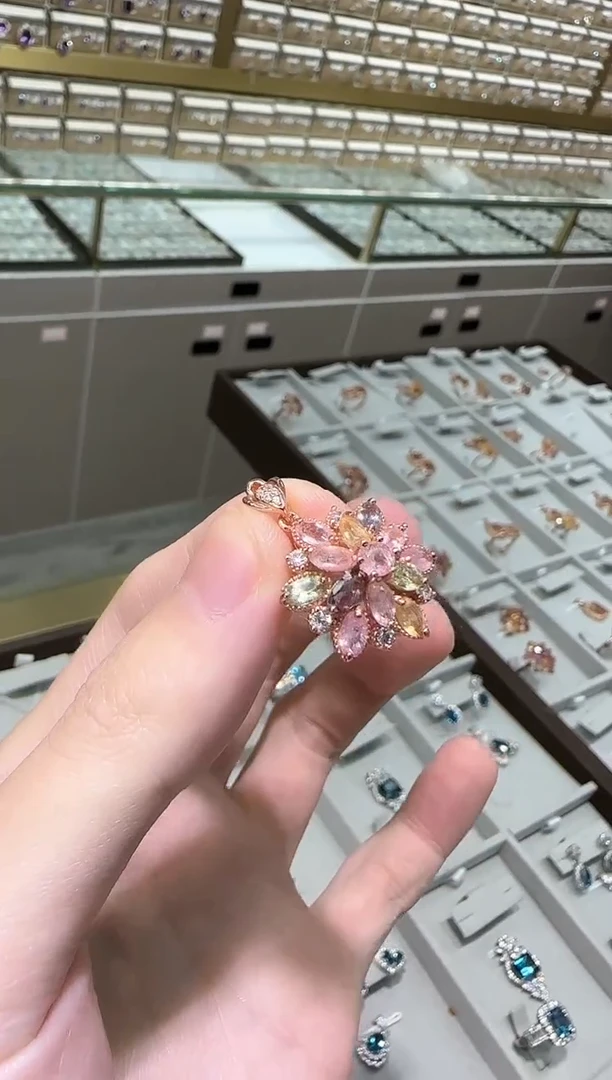 【闪购商品】银S925镶嵌颈饰碧玺设计款