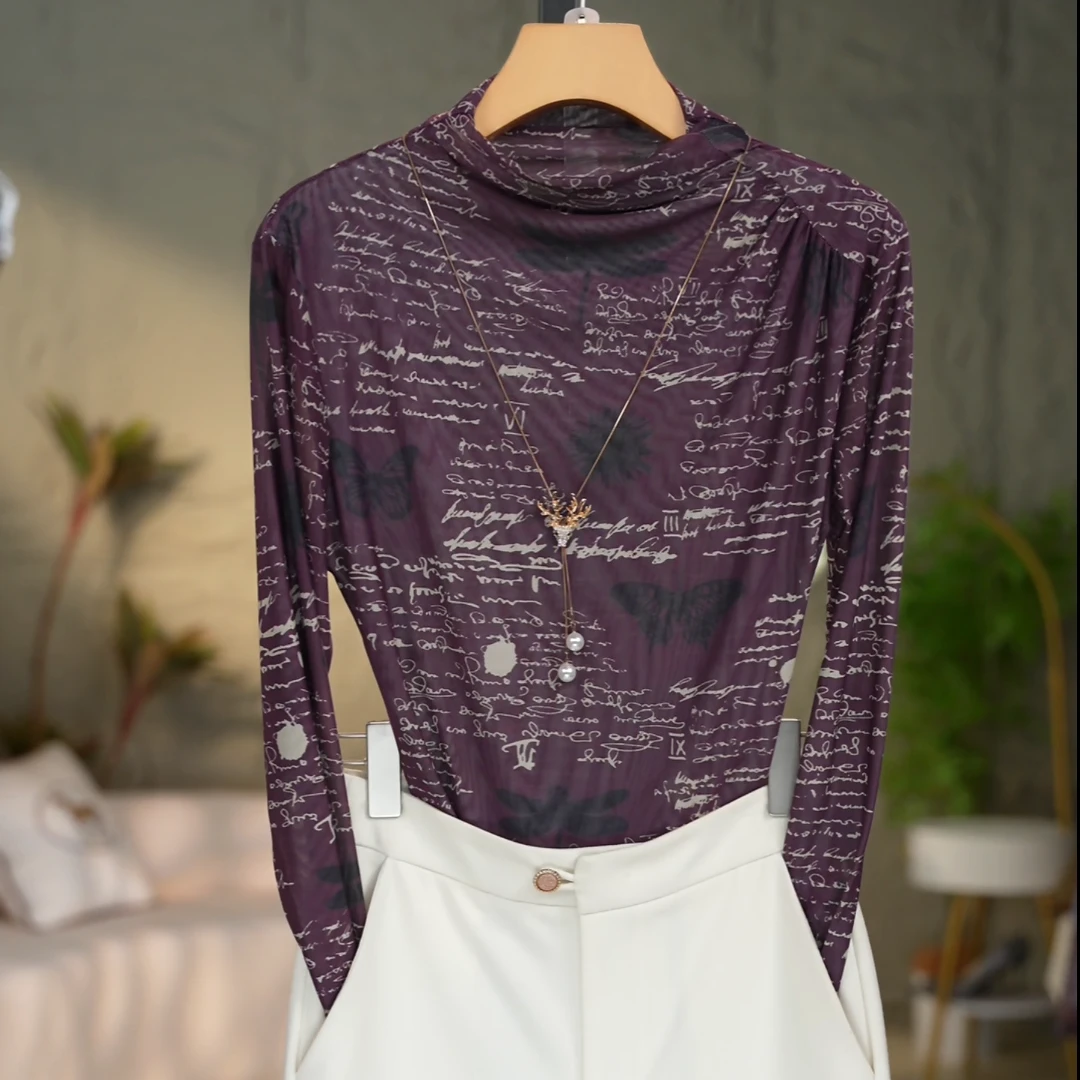 361#高贵上档次小衫2025新款潮流气质时尚显瘦网纱打底衫上衣