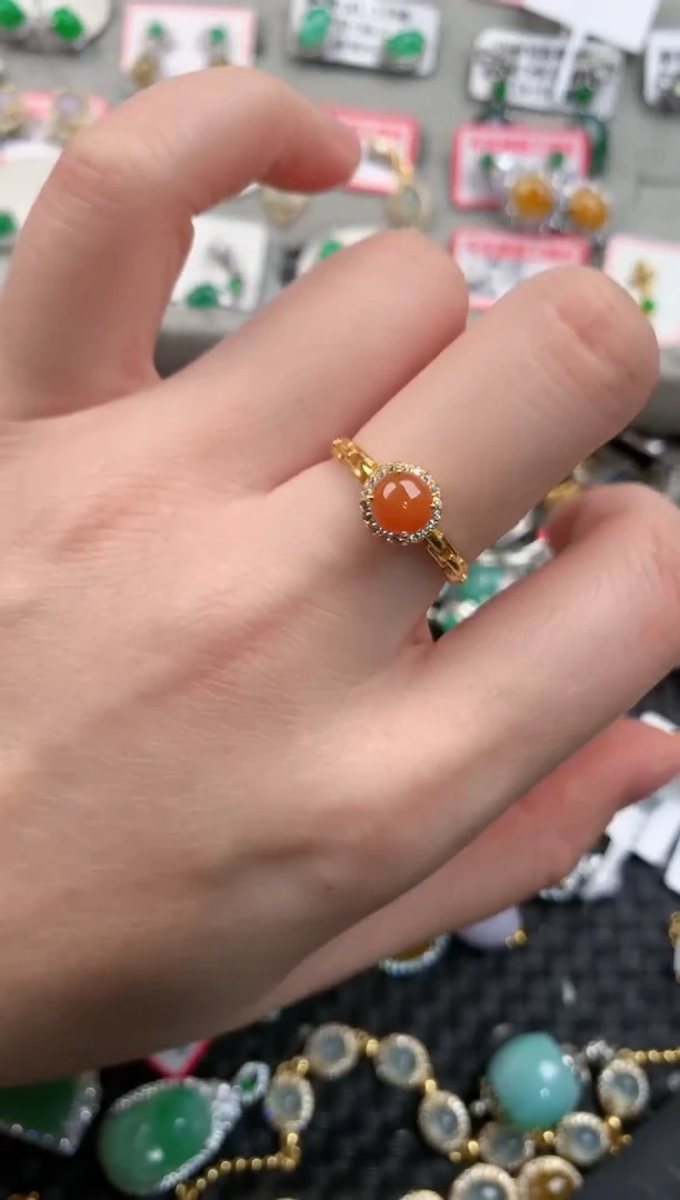 银S925镶嵌戒指翡翠1010---3