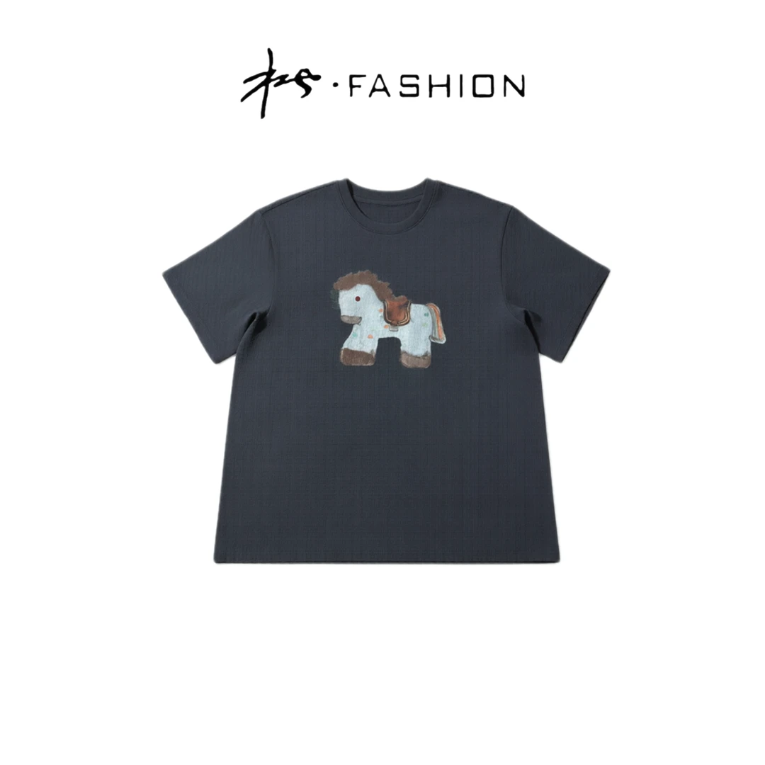 可爱小马常规圆领宽松休闲T恤