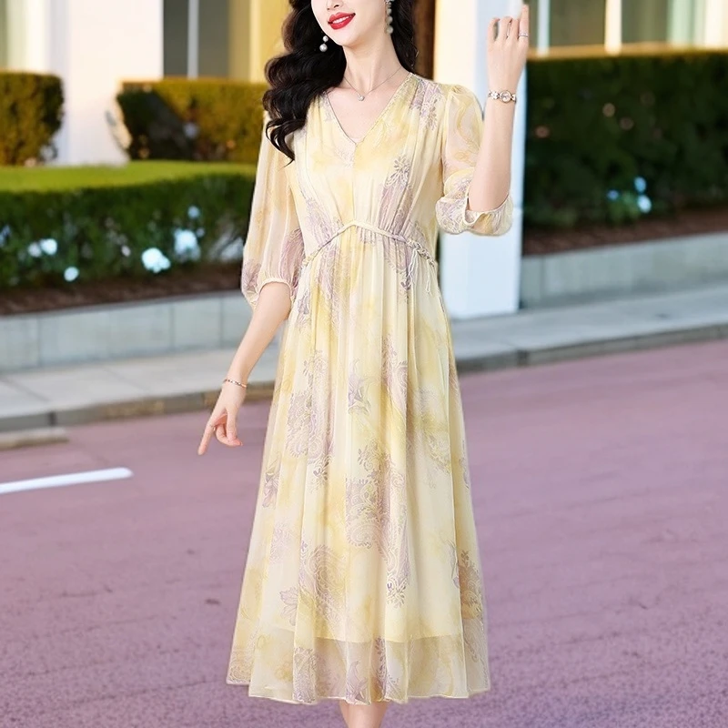 连衣裙夏装2025新款时尚轻奢复古浪漫法式碎花裙气质甜美洋气裙