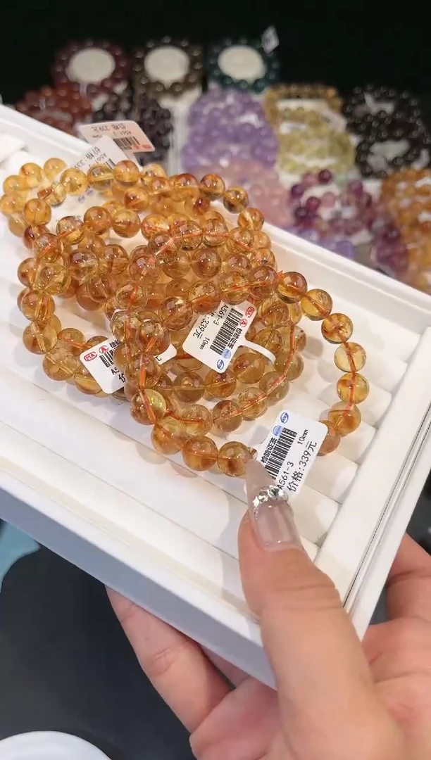 【闪购商品】水晶手链未镶嵌多样性发一黄水10mm