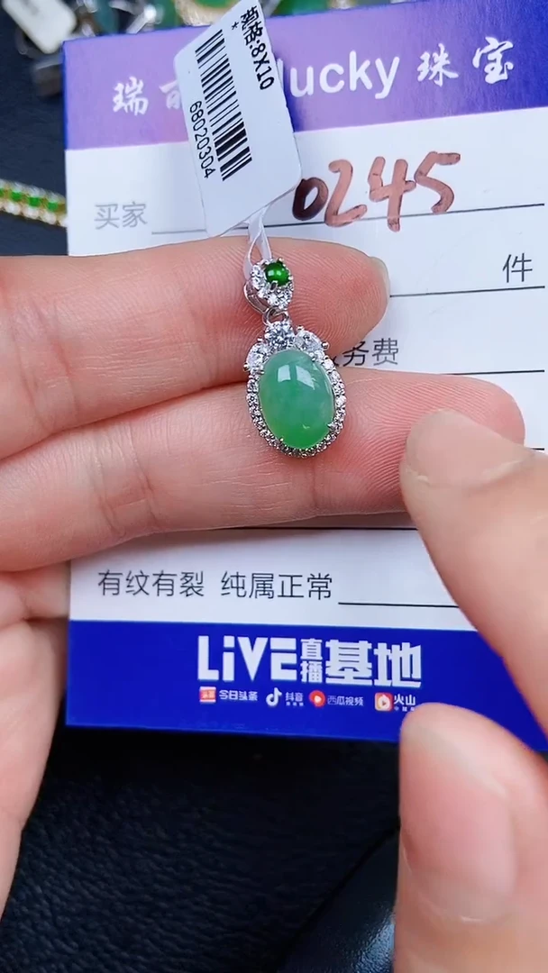 颈饰银S925镶嵌翡翠0245