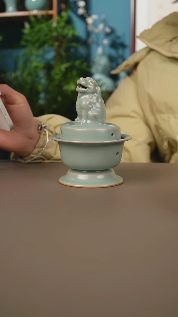 仿古狮子香薰炉微暇