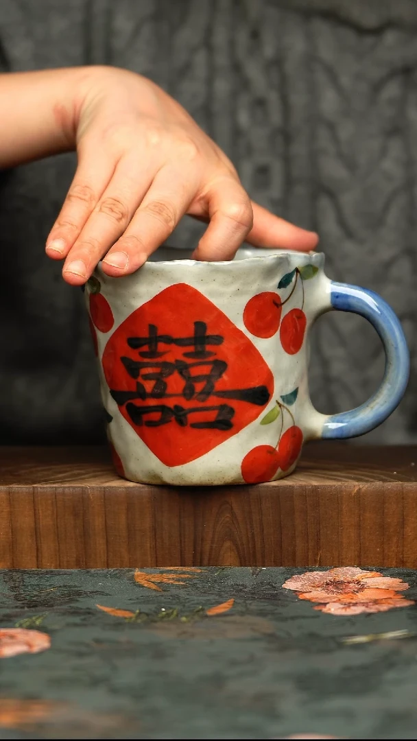 杯釉下彩手工手绘同款陶器