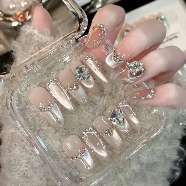 【苍山赴雪】纯手工高定猫眼手工穿戴甲-气质美甲百搭干金感