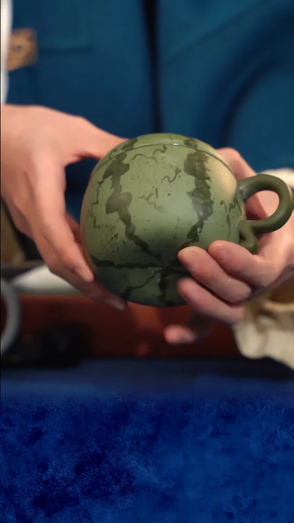 紫砂 宜兴紫砂  豆青 苹果盖杯