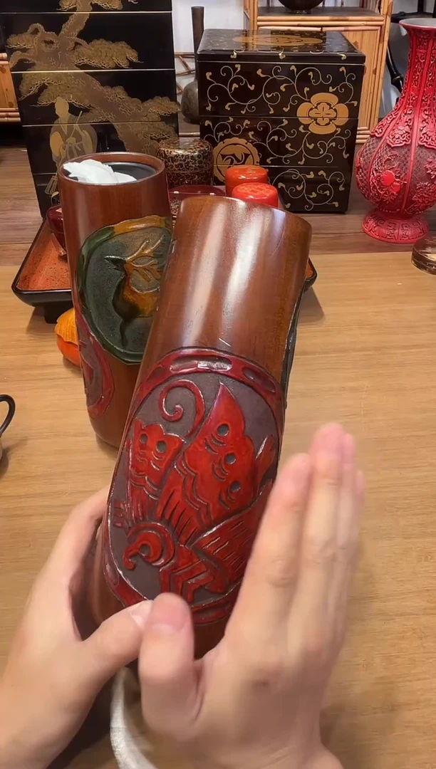 静****9乌城雕 花瓶  大漆漆器大漆漆器