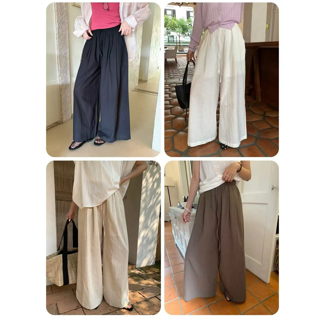 十三行白白-简约松弛感宽松阔腿抽绳休闲裤#90060