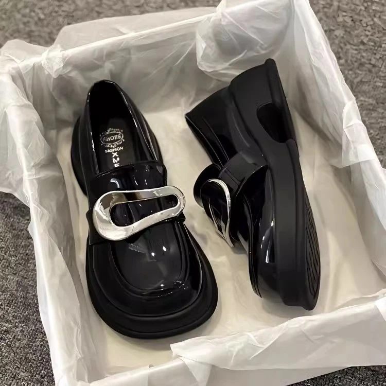 厚底英伦风小皮鞋女真皮2024新款复古丑萌玛丽珍鞋黑色乐福鞋女鞋