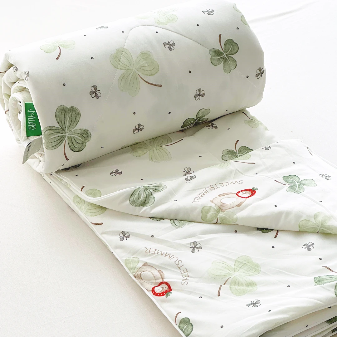 【京かわ会社】凉感黑科技冰丝夏季可机洗空调被 三叶花