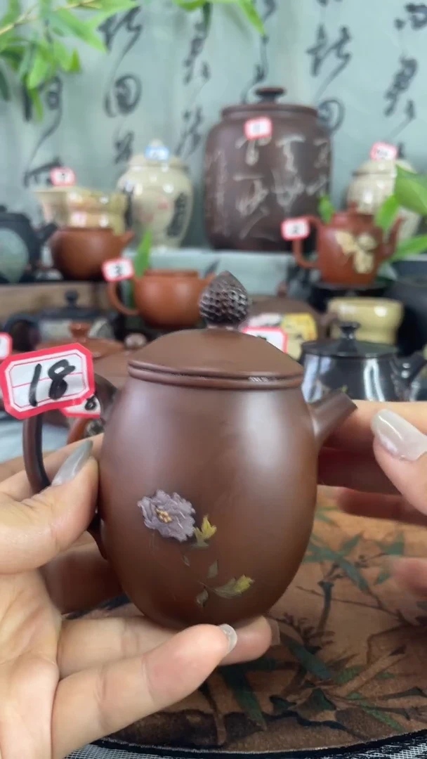 茗**园建水紫陶刻填普璞壶